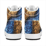 Fire And Ice Sparkle Yin Yang Print High Top Leather Sneakers