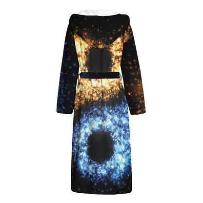 Fire And Ice Sparkle Yin Yang Print Hooded Bathrobe