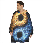 Fire And Ice Sparkle Yin Yang Print Hoodie Blanket
