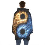 Fire And Ice Sparkle Yin Yang Print Hoodie Blanket