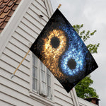 Fire And Ice Sparkle Yin Yang Print House Flag
