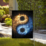 Fire And Ice Sparkle Yin Yang Print House Flag
