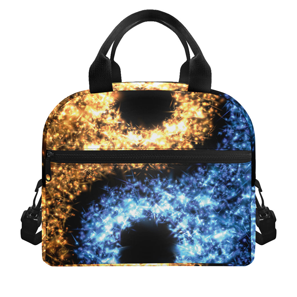 Fire And Ice Sparkle Yin Yang Print Insulated Lunch Bag