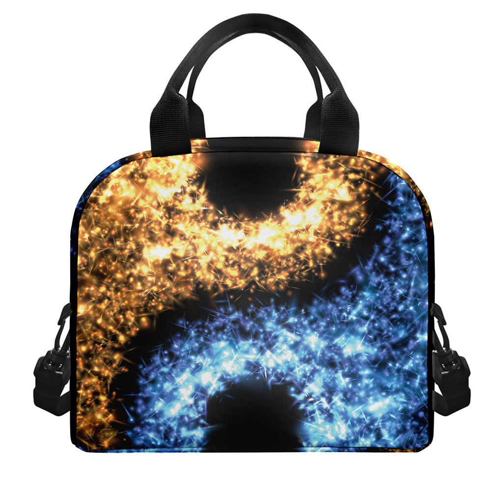 Fire And Ice Sparkle Yin Yang Print Insulated Lunch Bag