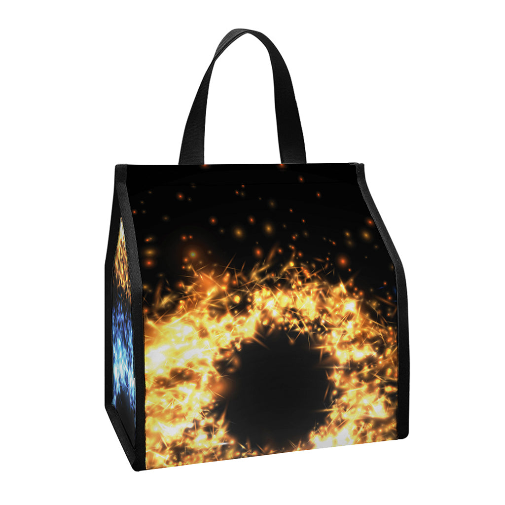 Fire And Ice Sparkle Yin Yang Print Insulated Lunch Tote