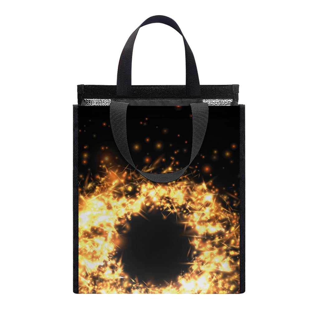 Fire And Ice Sparkle Yin Yang Print Insulated Lunch Tote