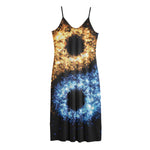 Fire And Ice Sparkle Yin Yang Print Jersey Midi Cami Dress