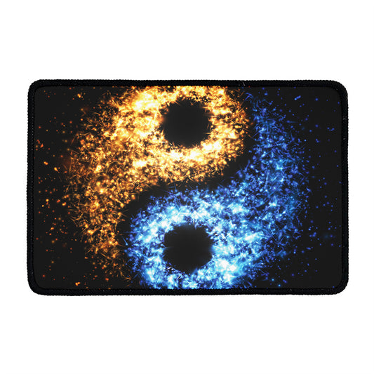 Fire And Ice Sparkle Yin Yang Print Kitchen Mat