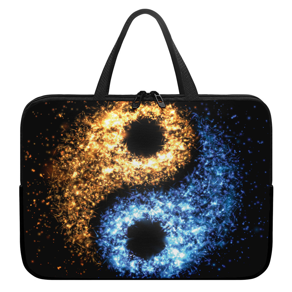 Fire And Ice Sparkle Yin Yang Print Laptop Sleeve With Handle