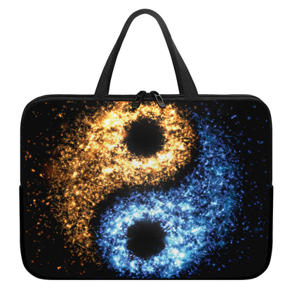 Fire And Ice Sparkle Yin Yang Print Laptop Sleeve With Handle