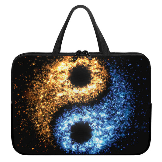 Fire And Ice Sparkle Yin Yang Print Laptop Sleeve With Handle