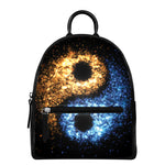 Fire And Ice Sparkle Yin Yang Print Leather Backpack