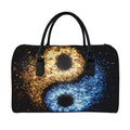 Fire And Ice Sparkle Yin Yang Print Leather Duffel Bag