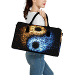 Fire And Ice Sparkle Yin Yang Print Leather Duffle Bag