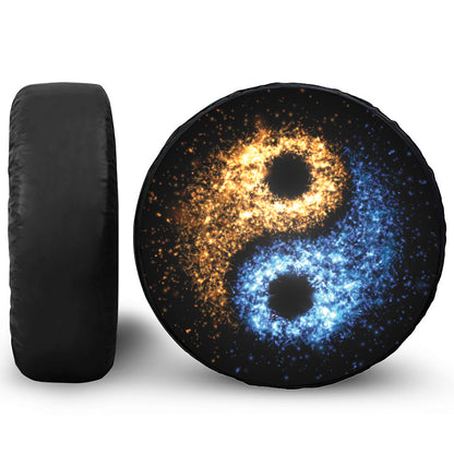 Fire And Ice Sparkle Yin Yang Print Leather Spare Tire Cover