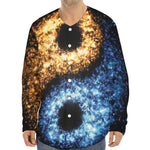 Fire And Ice Sparkle Yin Yang Print Long Sleeve Baseball Jersey