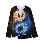 Fire And Ice Sparkle Yin Yang Print Long Sleeve Short Coat