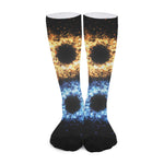 Fire And Ice Sparkle Yin Yang Print Long Socks