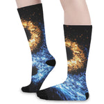 Fire And Ice Sparkle Yin Yang Print Long Socks