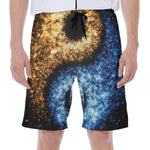 Fire And Ice Sparkle Yin Yang Print Men's Beach Shorts