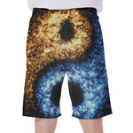 Fire And Ice Sparkle Yin Yang Print Men's Beach Shorts