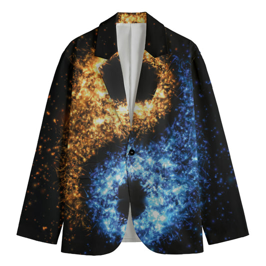 Fire And Ice Sparkle Yin Yang Print Men's Blazer