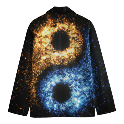Fire And Ice Sparkle Yin Yang Print Men's Blazer