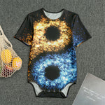 Fire And Ice Sparkle Yin Yang Print Men's Bodysuit