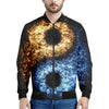 Fire And Ice Sparkle Yin Yang Print Men's Bomber Jacket