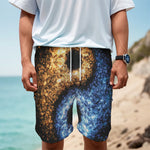 Fire And Ice Sparkle Yin Yang Print Men's Cargo Shorts