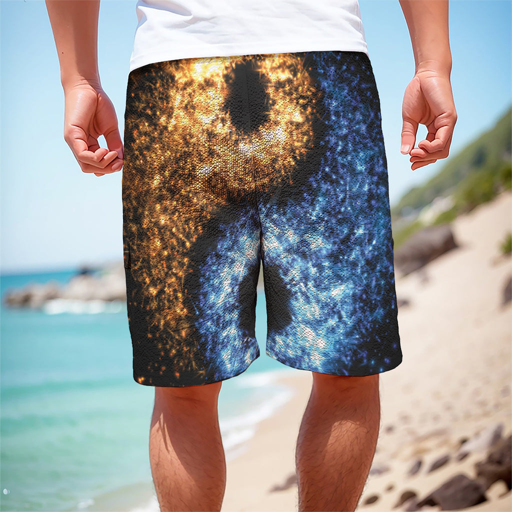 Fire And Ice Sparkle Yin Yang Print Men's Cargo Shorts