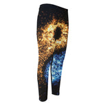Fire And Ice Sparkle Yin Yang Print Men's Compression Pants