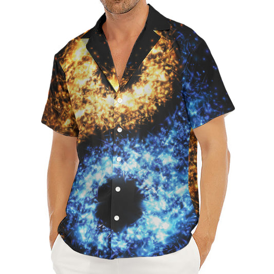 Fire And Ice Sparkle Yin Yang Print Men's Deep V-Neck Shirt