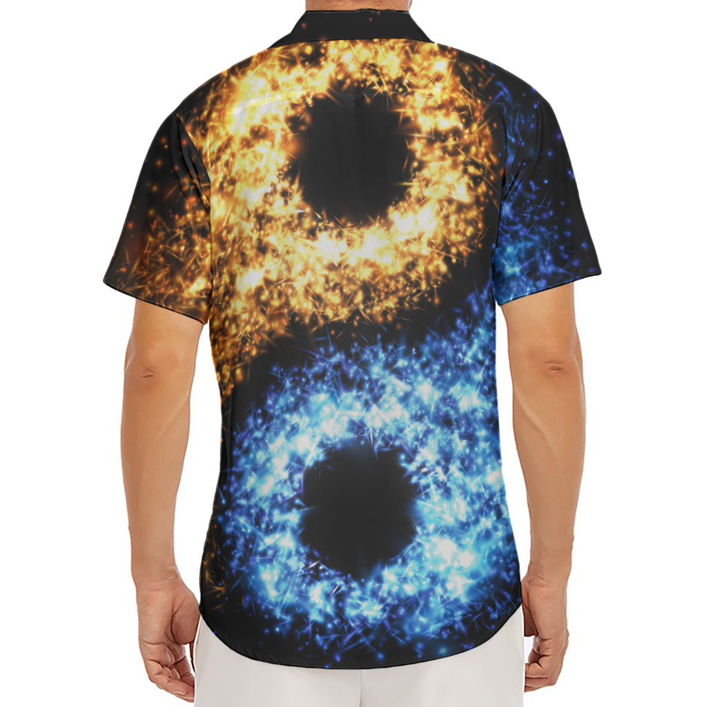Fire And Ice Sparkle Yin Yang Print Men's Deep V-Neck Shirt