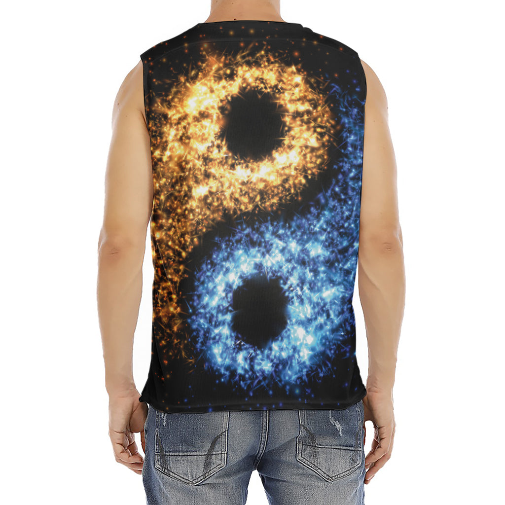 Fire And Ice Sparkle Yin Yang Print Men's Fitness Tank Top