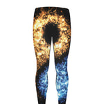 Fire And Ice Sparkle Yin Yang Print Men's leggings