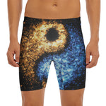 Fire And Ice Sparkle Yin Yang Print Men's Long Boxer Briefs