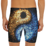 Fire And Ice Sparkle Yin Yang Print Men's Long Boxer Briefs
