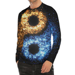 Fire And Ice Sparkle Yin Yang Print Men's Long Sleeve Rash Guard