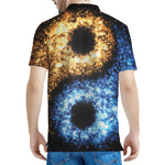 Fire And Ice Sparkle Yin Yang Print Men's Polo Shirt