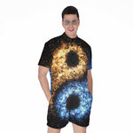 Fire And Ice Sparkle Yin Yang Print Men's Rompers