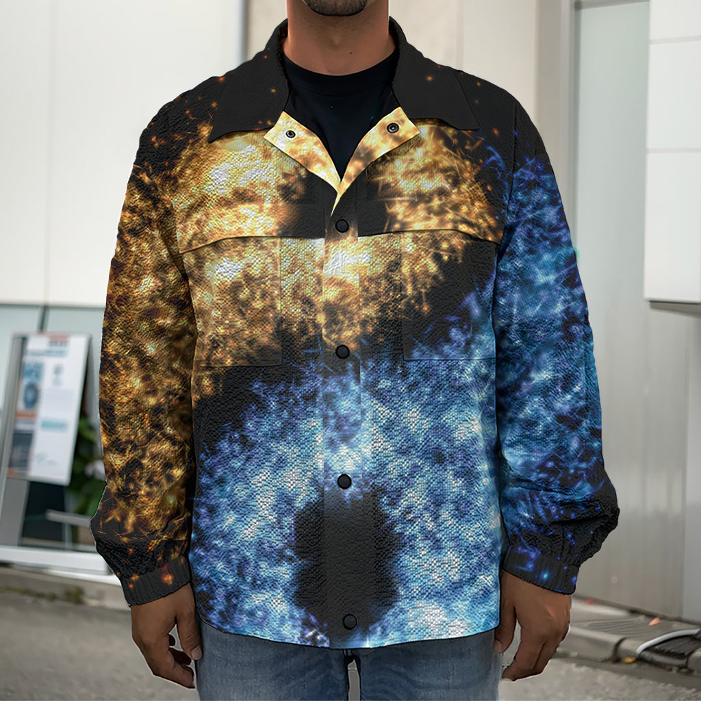 Fire And Ice Sparkle Yin Yang Print Men's Shirt Jacket