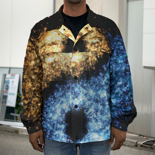 Fire And Ice Sparkle Yin Yang Print Men's Shirt Jacket