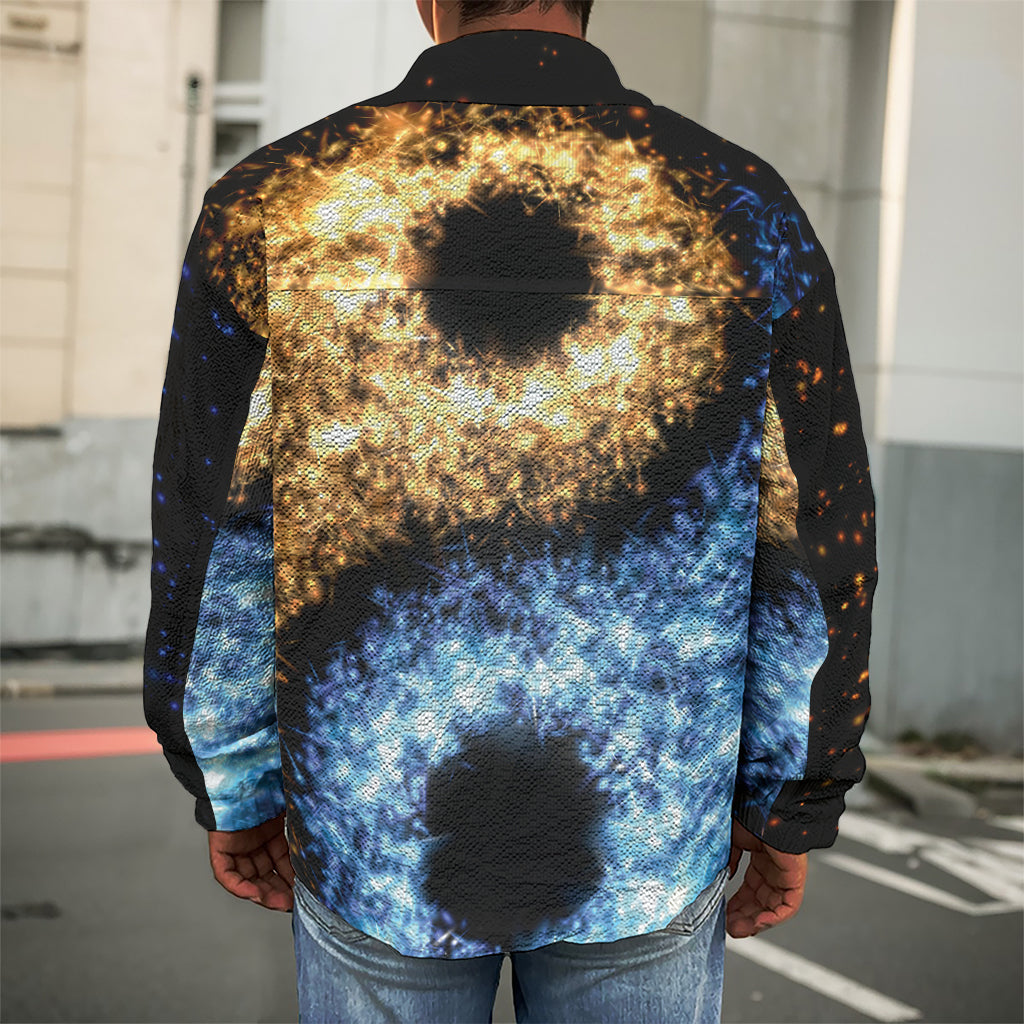 Fire And Ice Sparkle Yin Yang Print Men's Shirt Jacket