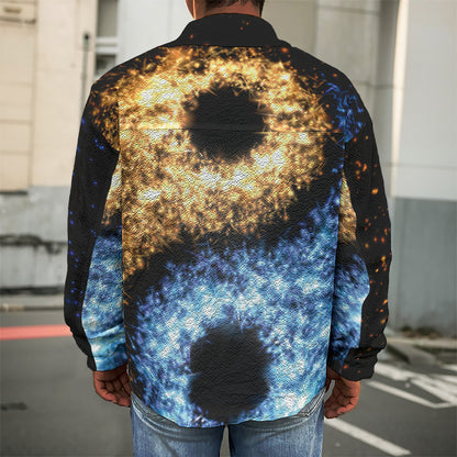 Fire And Ice Sparkle Yin Yang Print Men's Shirt Jacket