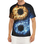 Fire And Ice Sparkle Yin Yang Print Men's Short Sleeve Rash Guard