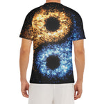 Fire And Ice Sparkle Yin Yang Print Men's Short Sleeve Rash Guard