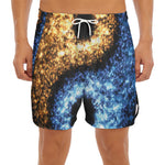 Fire And Ice Sparkle Yin Yang Print Men's Split Running Shorts