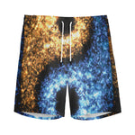 Fire And Ice Sparkle Yin Yang Print Men's Sports Shorts