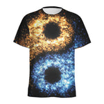 Fire And Ice Sparkle Yin Yang Print Men's Sports T-Shirt